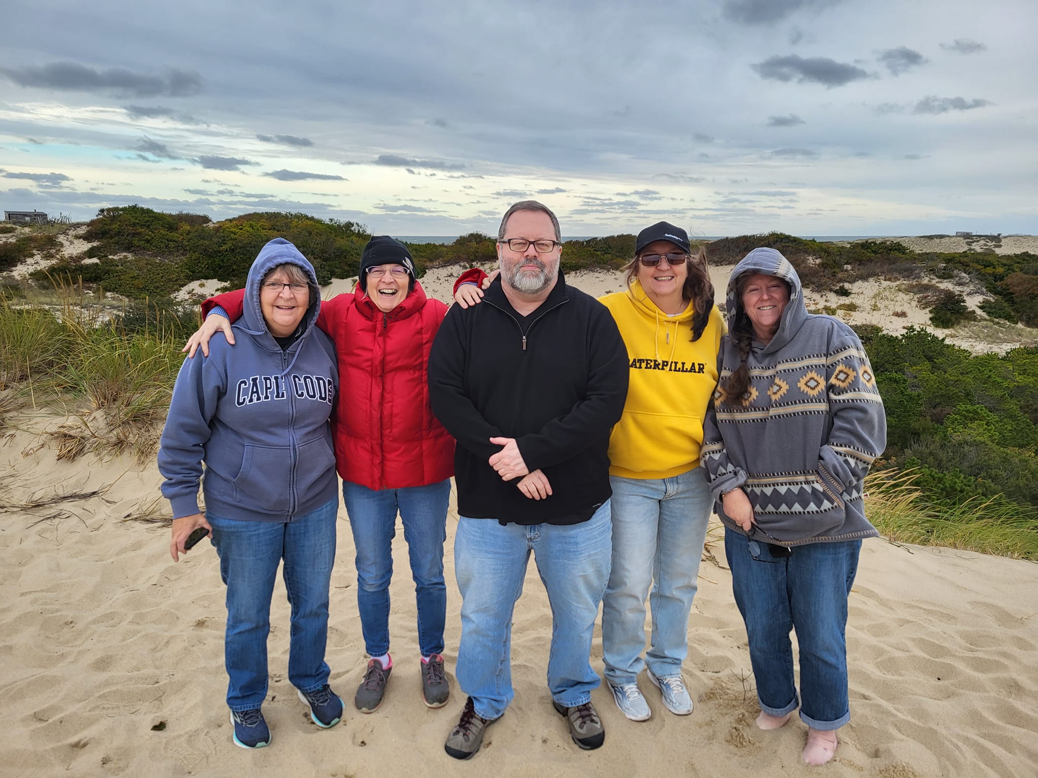 Family and friends together among the Provincetown dunes