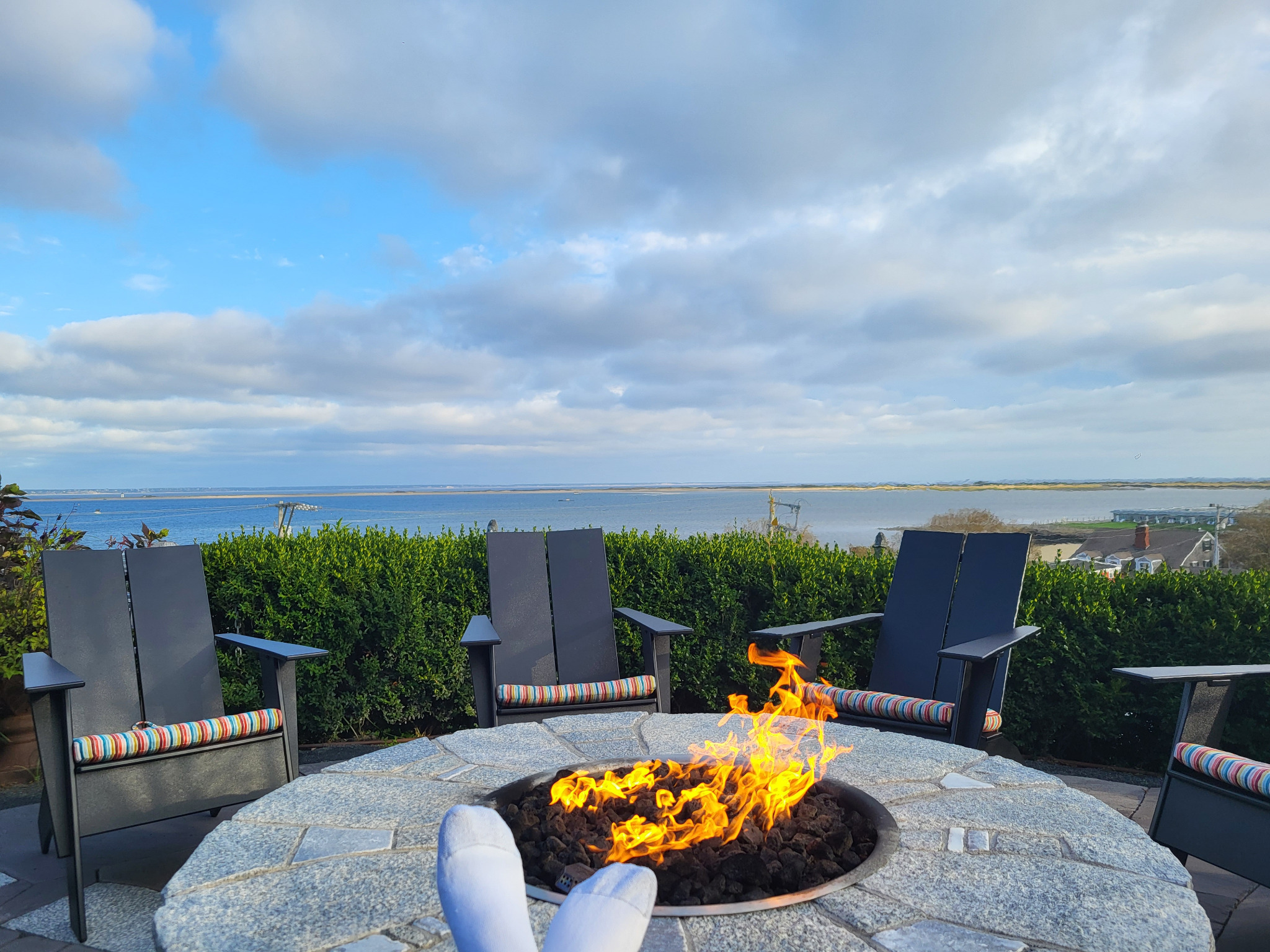 Fire pit overlooking the water